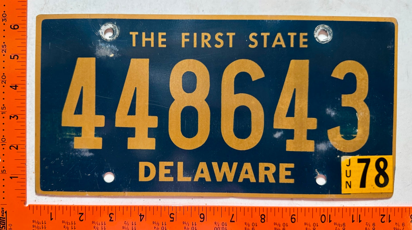 1978 Delaware #448643 Passenger License Plate