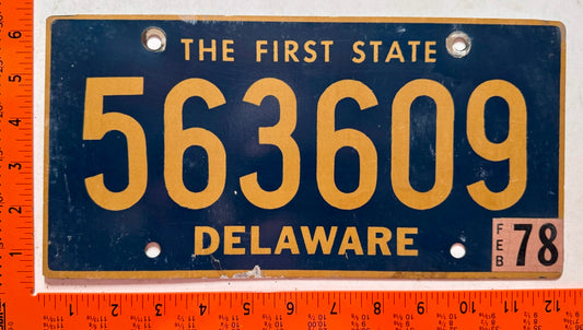 1978 Delaware #563609 Passenger License Plate