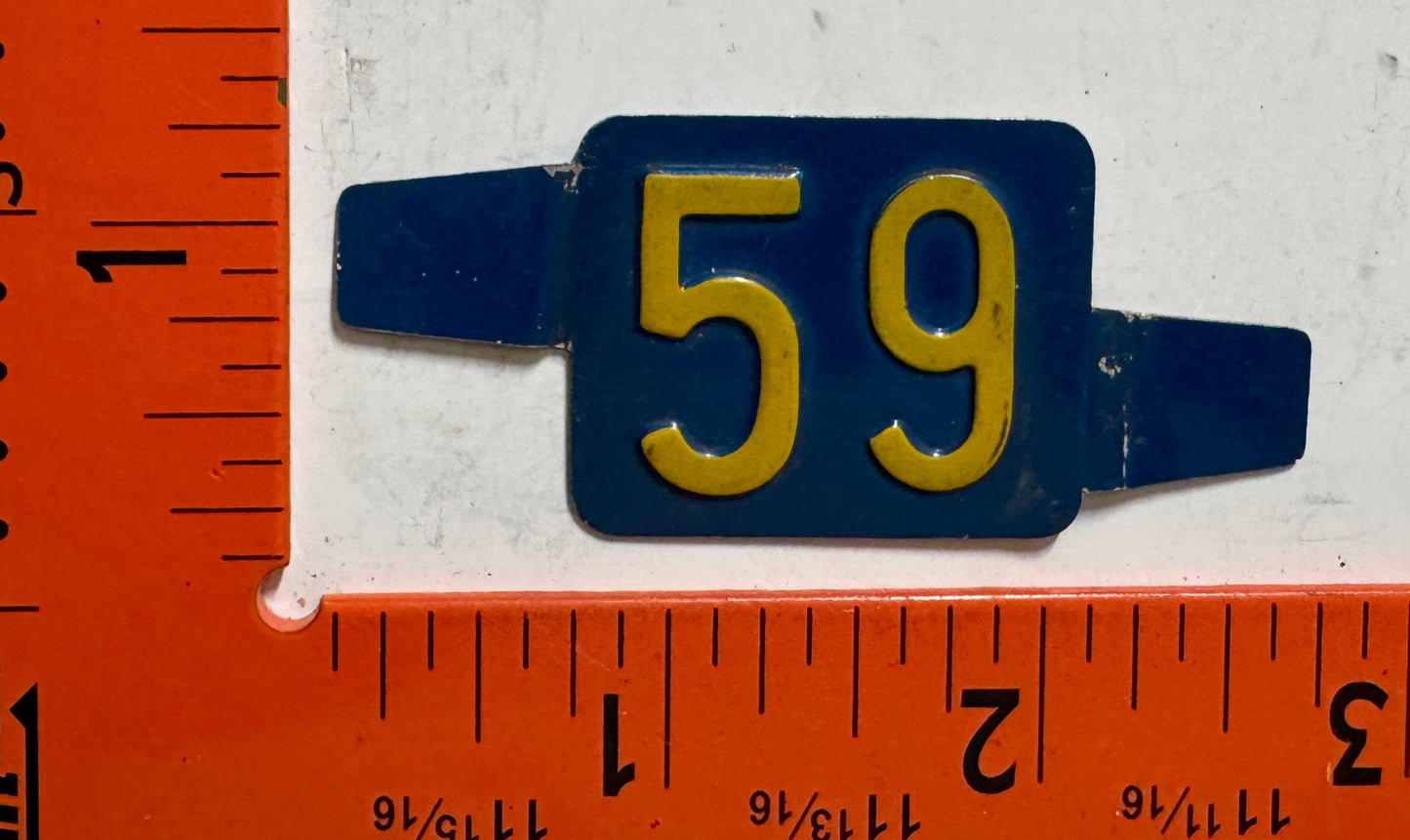 1959 Delaware Passenger License Plate Date Tab