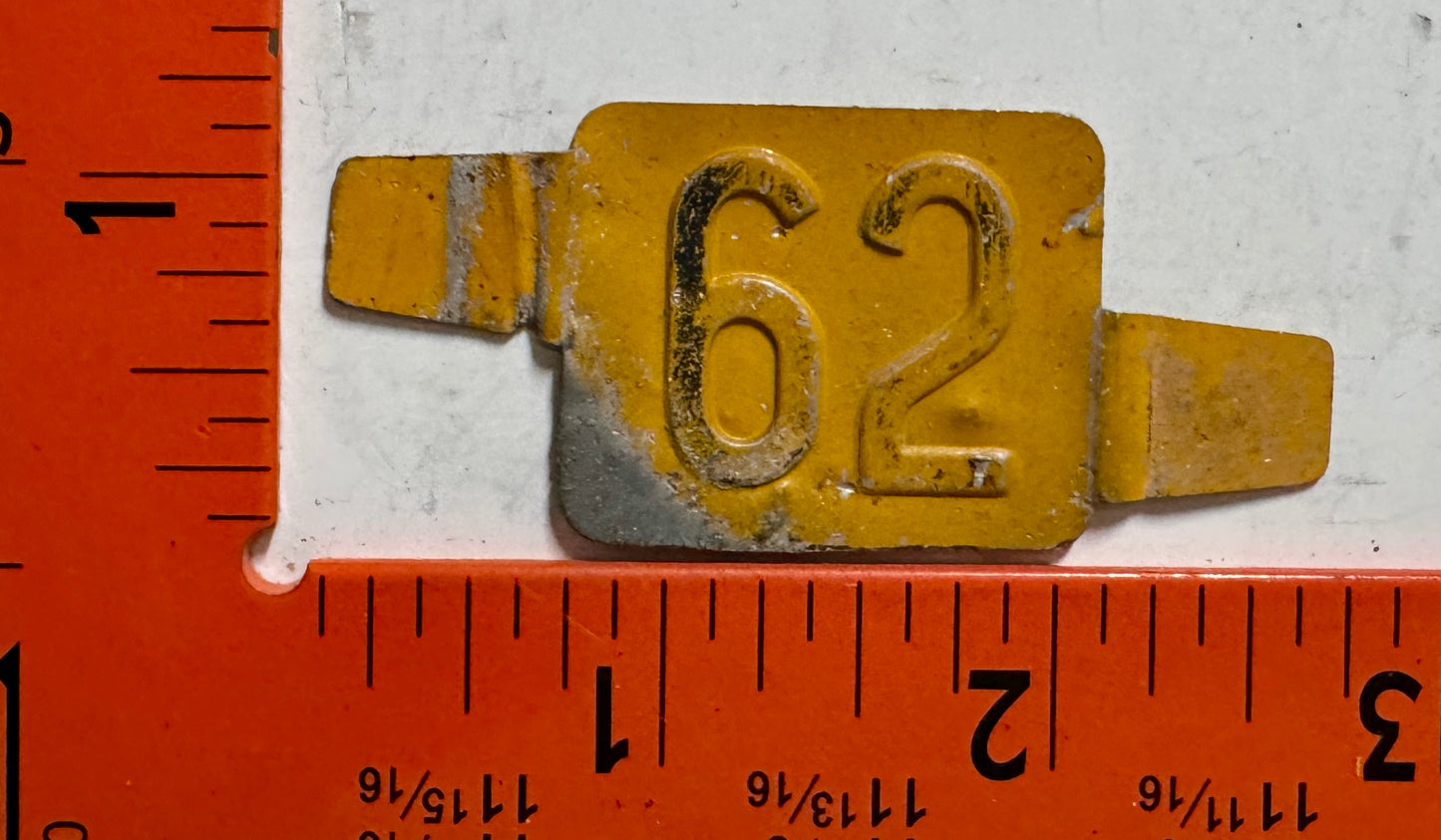 1962 Delaware Passenger License Plate Date Tab