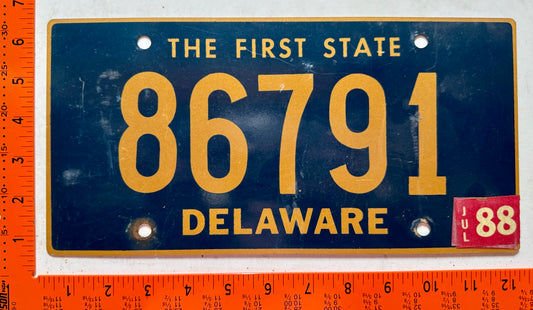 1988 Delaware #86791 Passenger License Plate