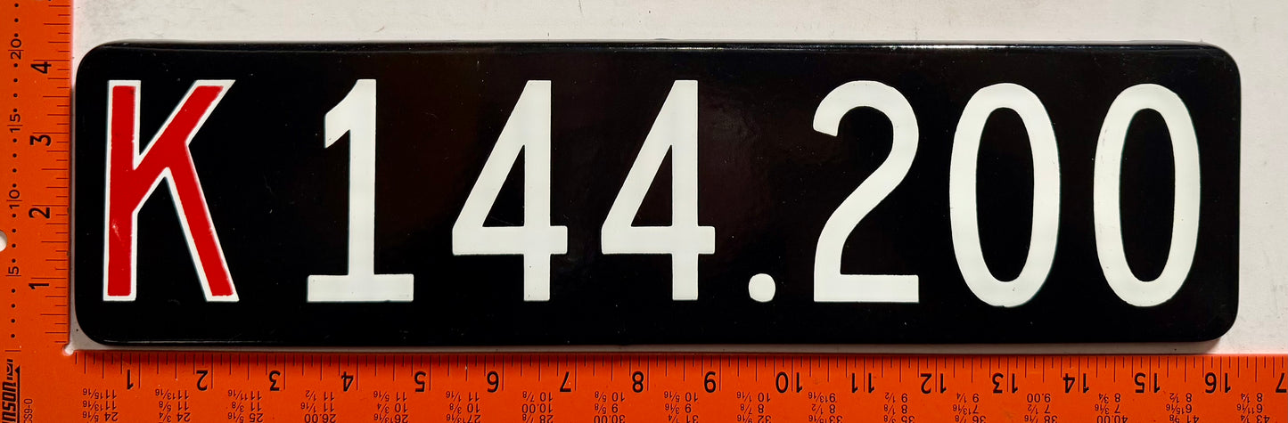 1958 series Denmark #K144.200 Temporary License Plate (Porcelain)