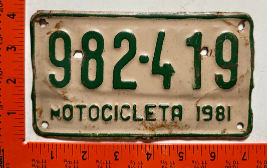 1981 Dominican Republic #982-419 Motorcycle License Plate