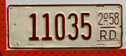 2nd half 1958 Dominican Republic #11035 Passenger License Plate