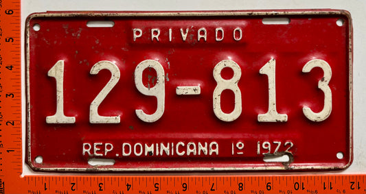 1st half 1972 Dominican Republic #129-813 Passenger License Plate