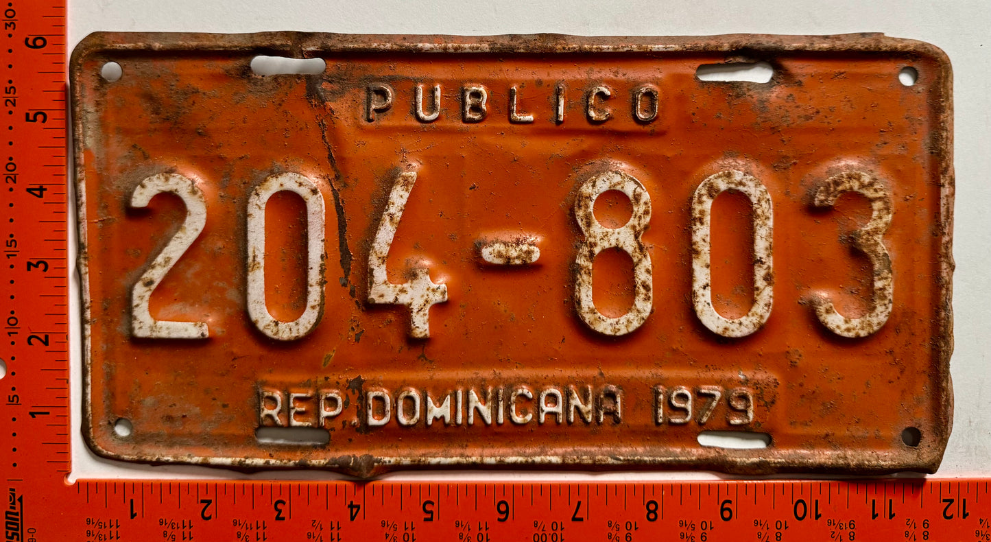 1979 Dominican Republic #204-803 Public License Plate