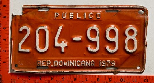 1979 Dominican Republic #204-998 Public License Plate