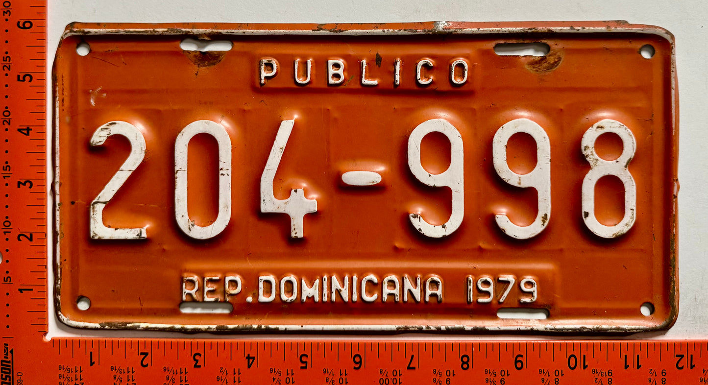 1979 Dominican Republic #204-998 Public License Plate