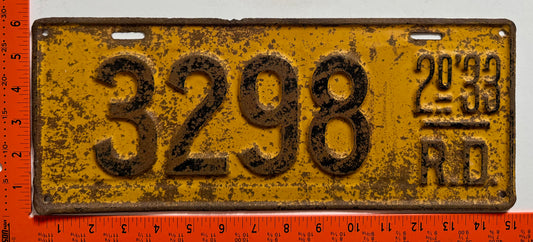2nd half 1933 Dominican Republic #3298 Passenger License Plate