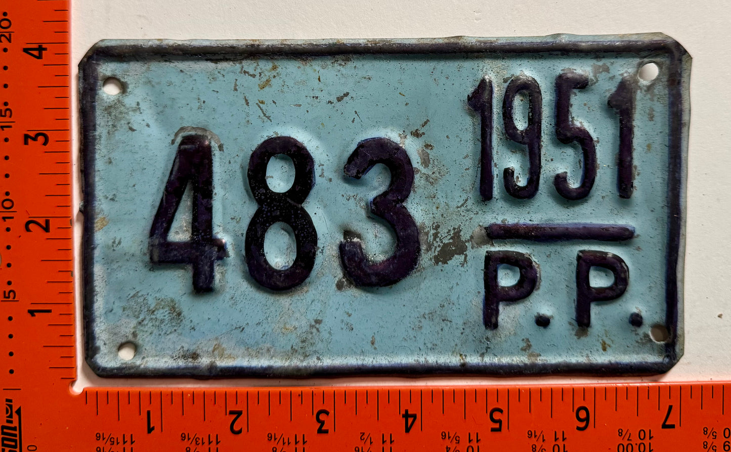 1951 Dominican Republic #483 Provisional License Plate