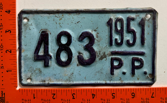 1951 Dominican Republic #483 Provisional License Plate