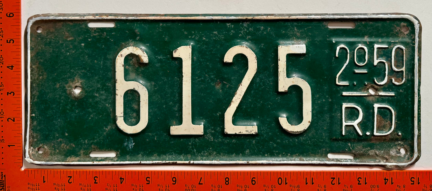 2nd half 1959 Dominican Republic #6125 Passenger License Plate