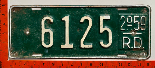 2nd half 1959 Dominican Republic #6125 Passenger License Plate