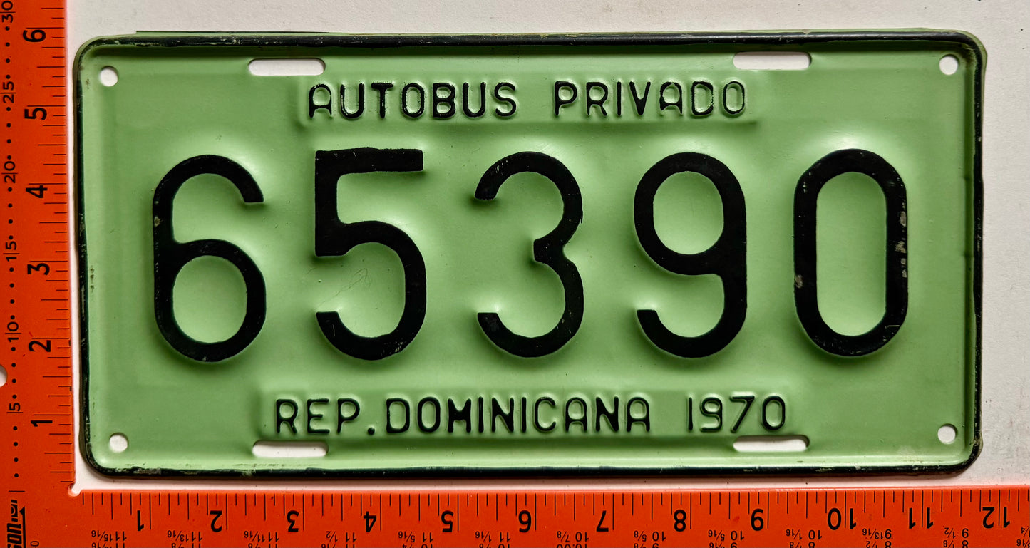 1970 Dominican Republic #65390 Private Bus License Plate