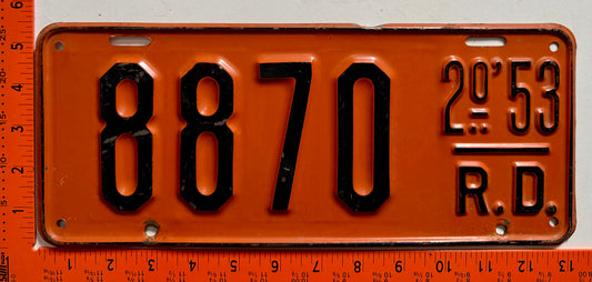 2nd half 1953 Dominican Republic #8870 Passenger License Plate