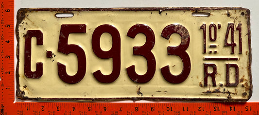 1st half 1941 Dominican Republic #C-5933 Truck License Plate