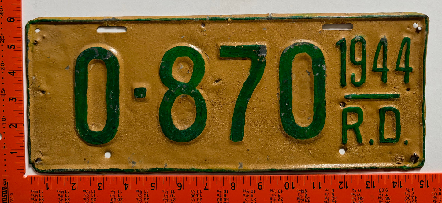 1944 Dominican Republic #O-870 Official License Plate