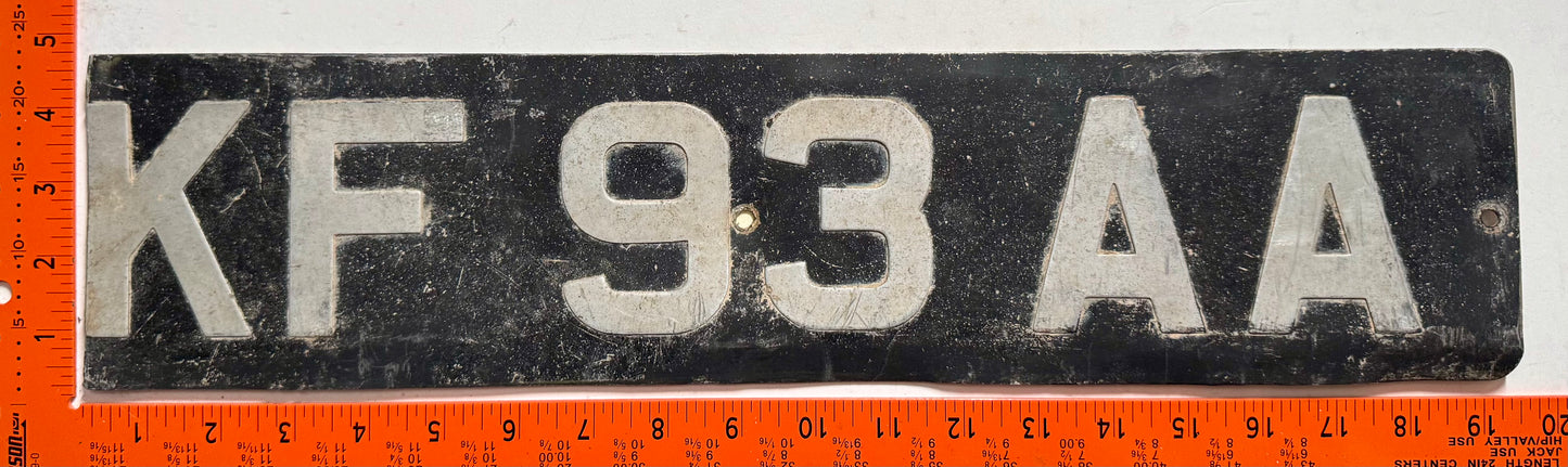 undated United Kingdom #KF93AA Military License Plate