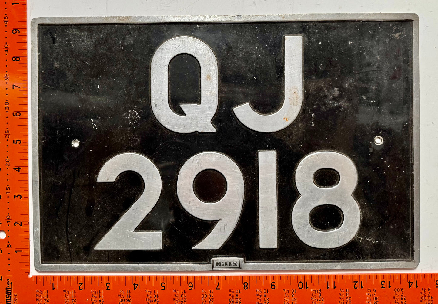 undated England #QJ/2918 Temporary Import License Plate