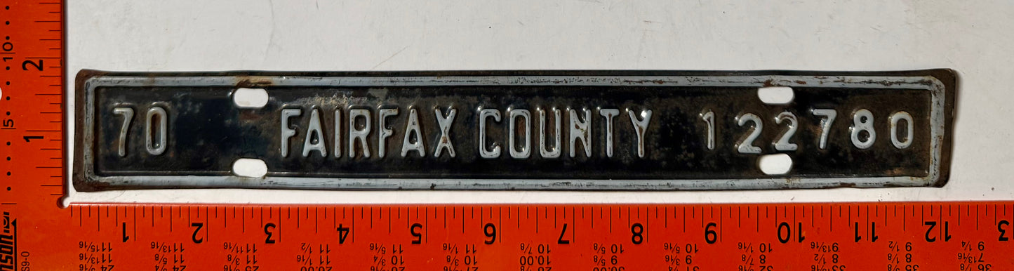 1970 Fairfax County, Virginia #122780 License Plate