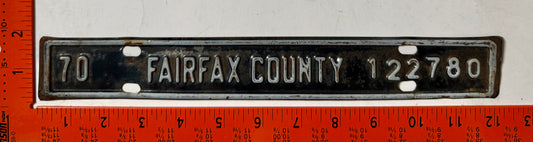 1970 Fairfax County, Virginia #122780 License Plate