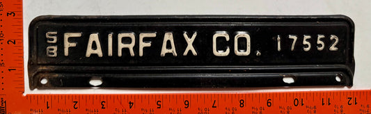 1958 Fairfax County, Virginia #17552 License Plate