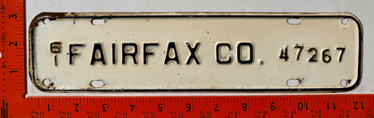 1961 Fairfax County, Virginia #47267 License Plate