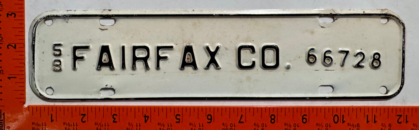 1959 Fairfax County, Virginia #66728 License Plate