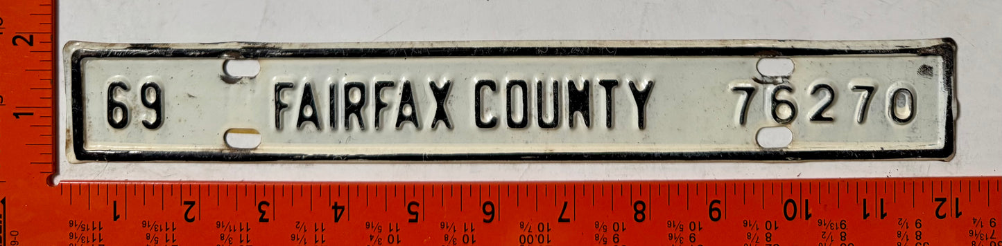 1969 Fairfax County, Virginia #76270 License Plate