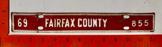 1969 Fairfax County, Virginia #855 Firefighter License Plate