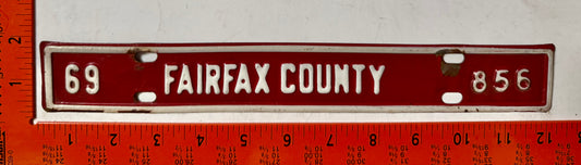 1969 Fairfax County, Virginia #856 Firefighter License Plate