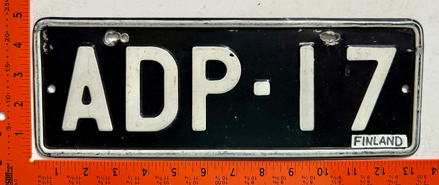1960s Finland #ADP-17 Passenger License Plate