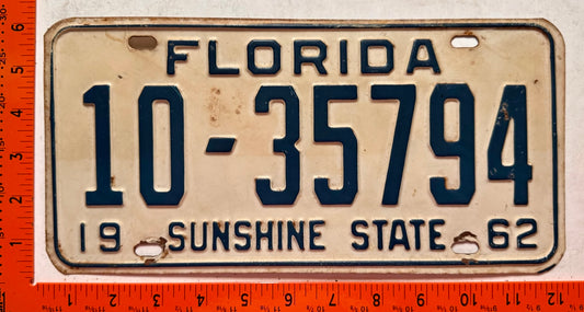 1962 Florida #10-35794 Passenger License Plate