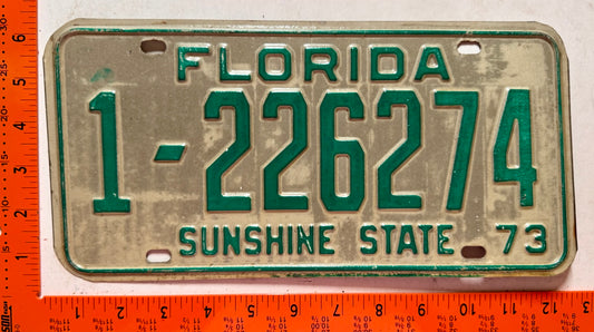 1973 Florida #1-226274 Passenger License Plate