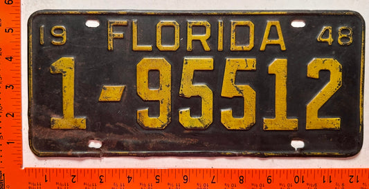 1948 Florida #1-95512 Passenger License Plate