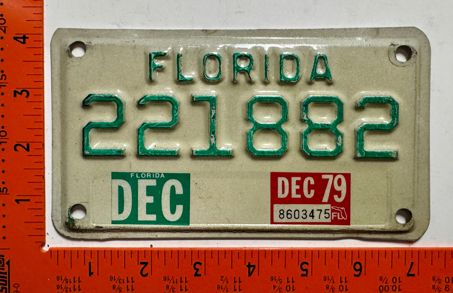 1979 Florida #221882 Motorcycle License Plate