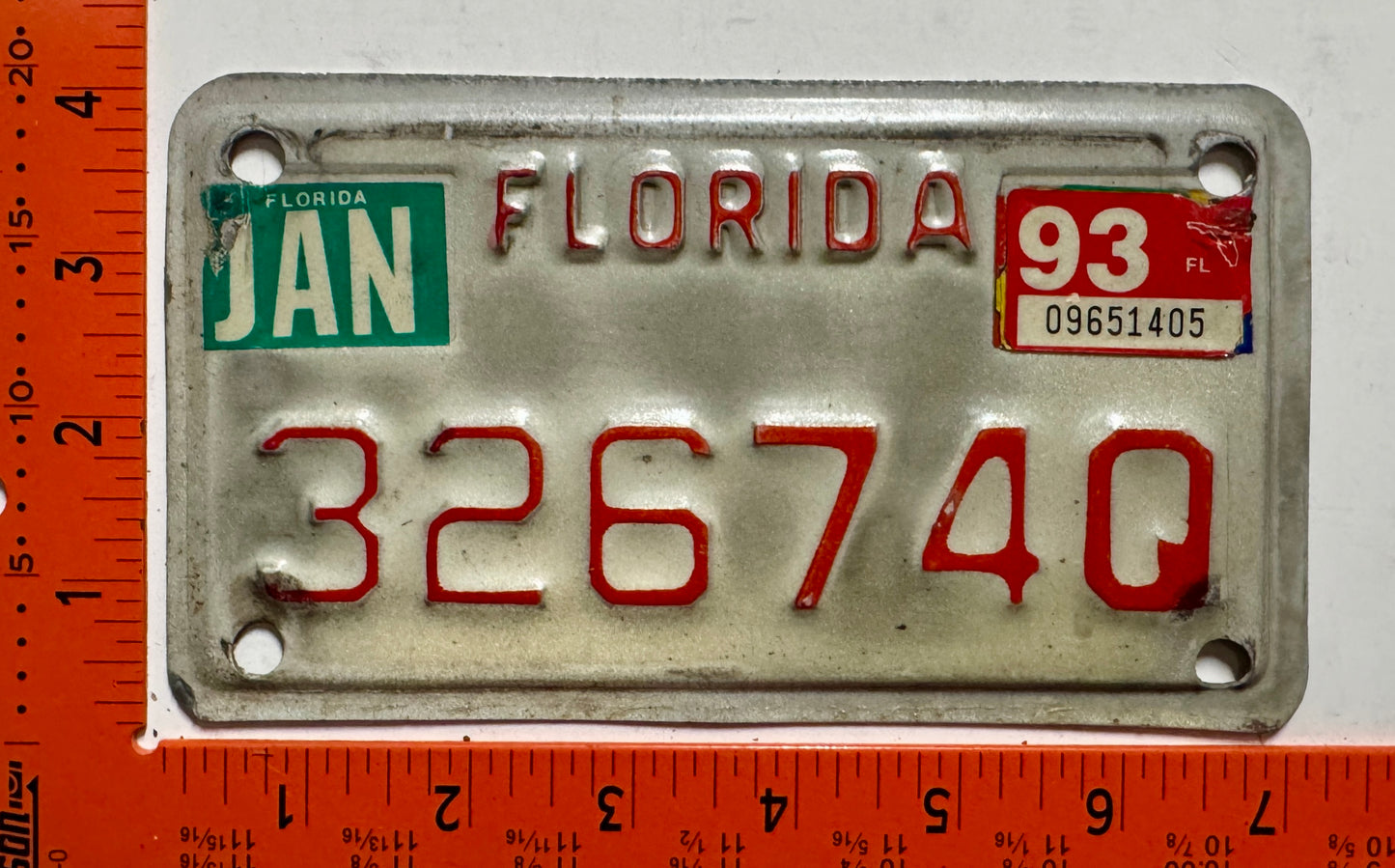 1993 Florida #32674Q Motorcycle License Plate