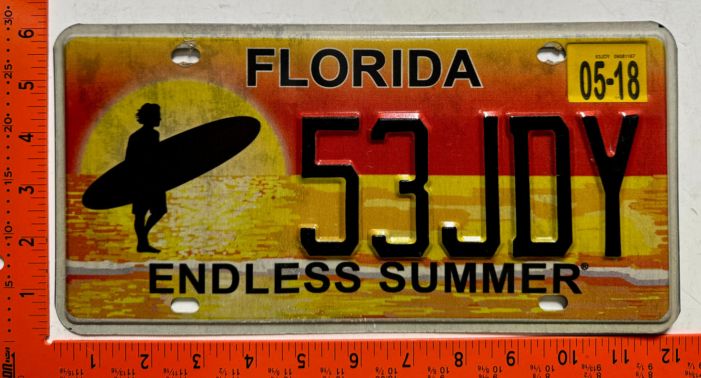 2018 Florida #53JDY Endless Summer Optional License Plate