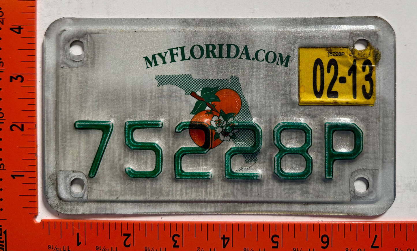 2013 Florida #75228P Motorcycle License Plate