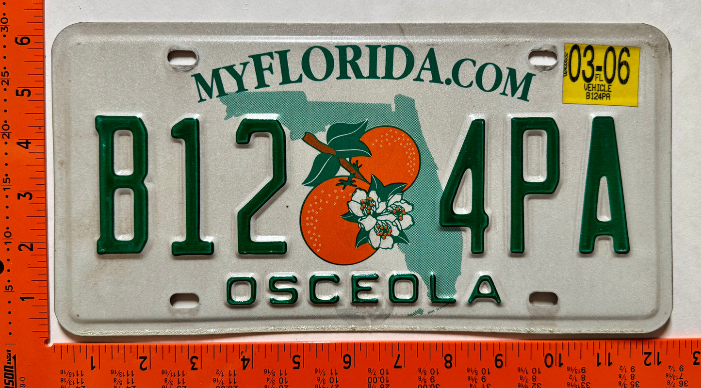 2006 Florida #B12 4PA Passenger License Plate