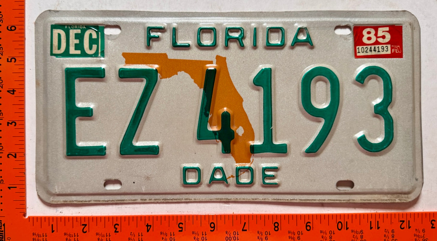 1985 Florida #EZ 4193 Commercial License Plate