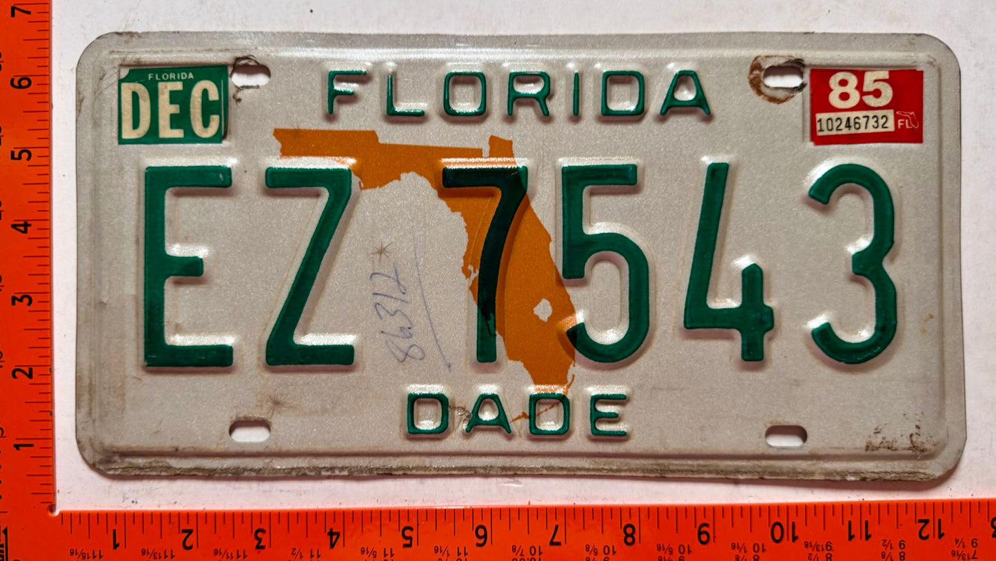 1985 Florida #EZ 7543 Commercial License Plate