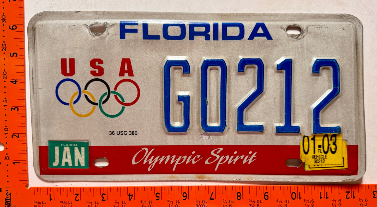 2003 Florida #G0212 Olympic Spirit License Plate