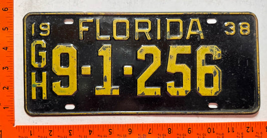 1938 Florida #GH9-1-256 Commercial License Plate