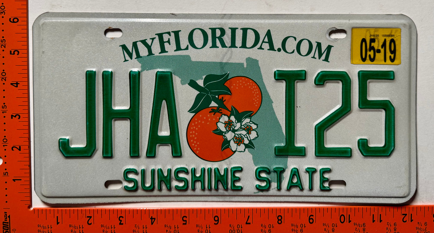 2019 Florida #JHA I25 Passenger License Plate