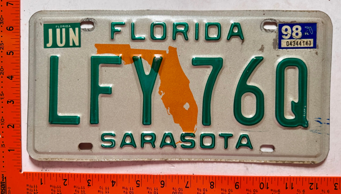1998 Florida #LFY 76Q Passenger License Plate