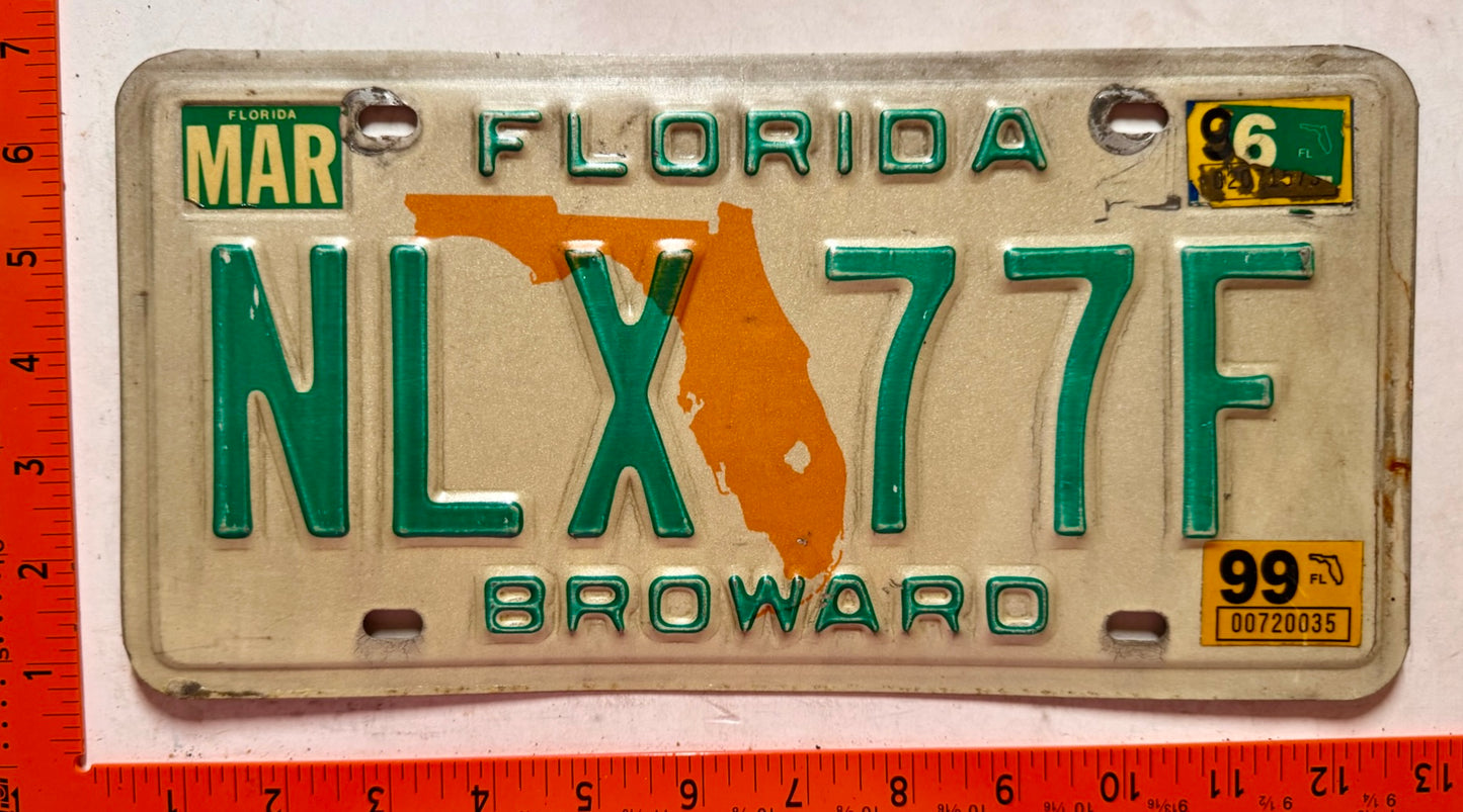1999 Florida #NLX 77F Passenger License Plate