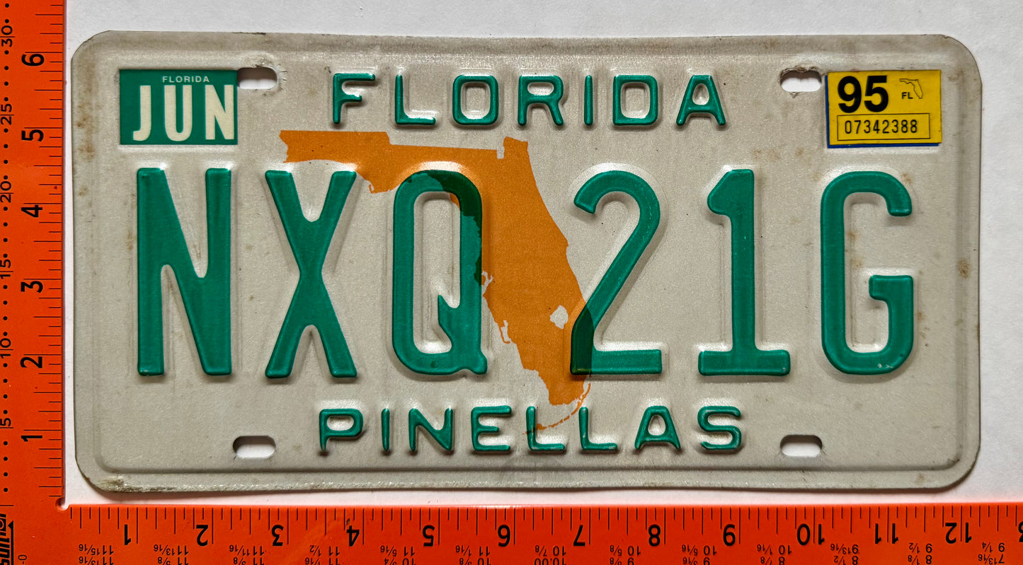 1995 Florida #NXQ 21G Passenger License Plate