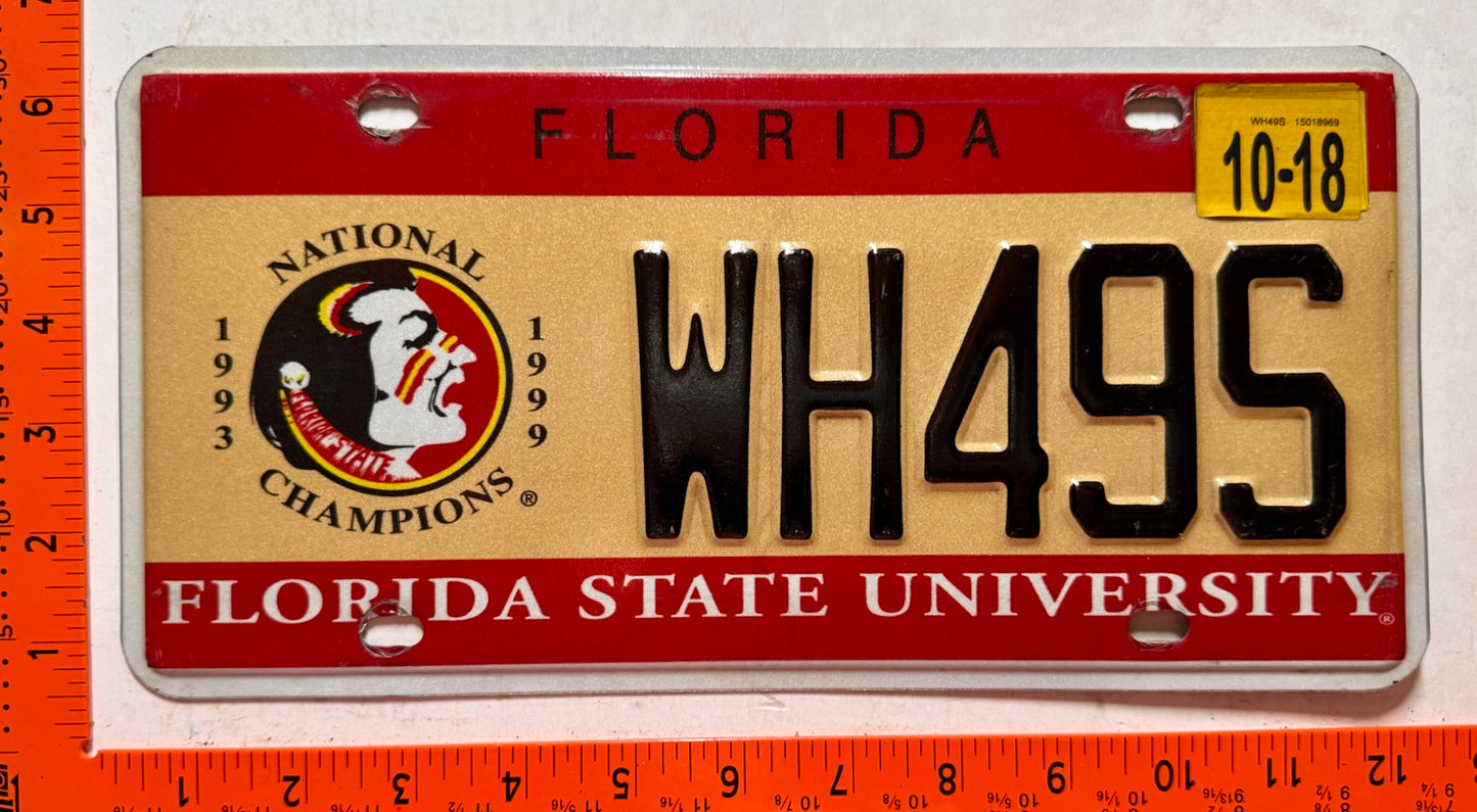 2018 Florida #WH49S Florida State License Plate