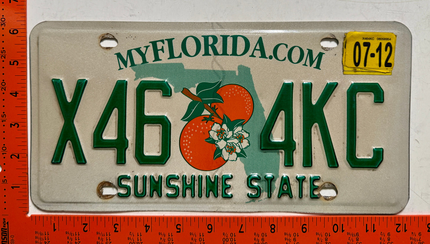 2012 Florida #X46 4KC Passenger License Plate